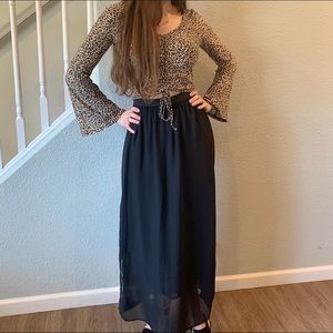 H&M black chiffon skirt
